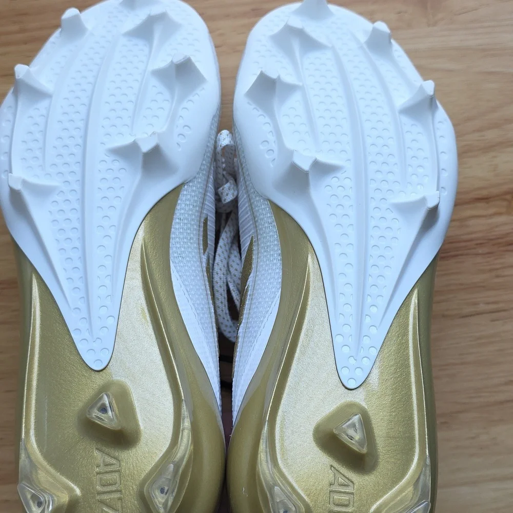 Adidas Adizero Electric White and Gold American Football Cleats Men 8.5 #62